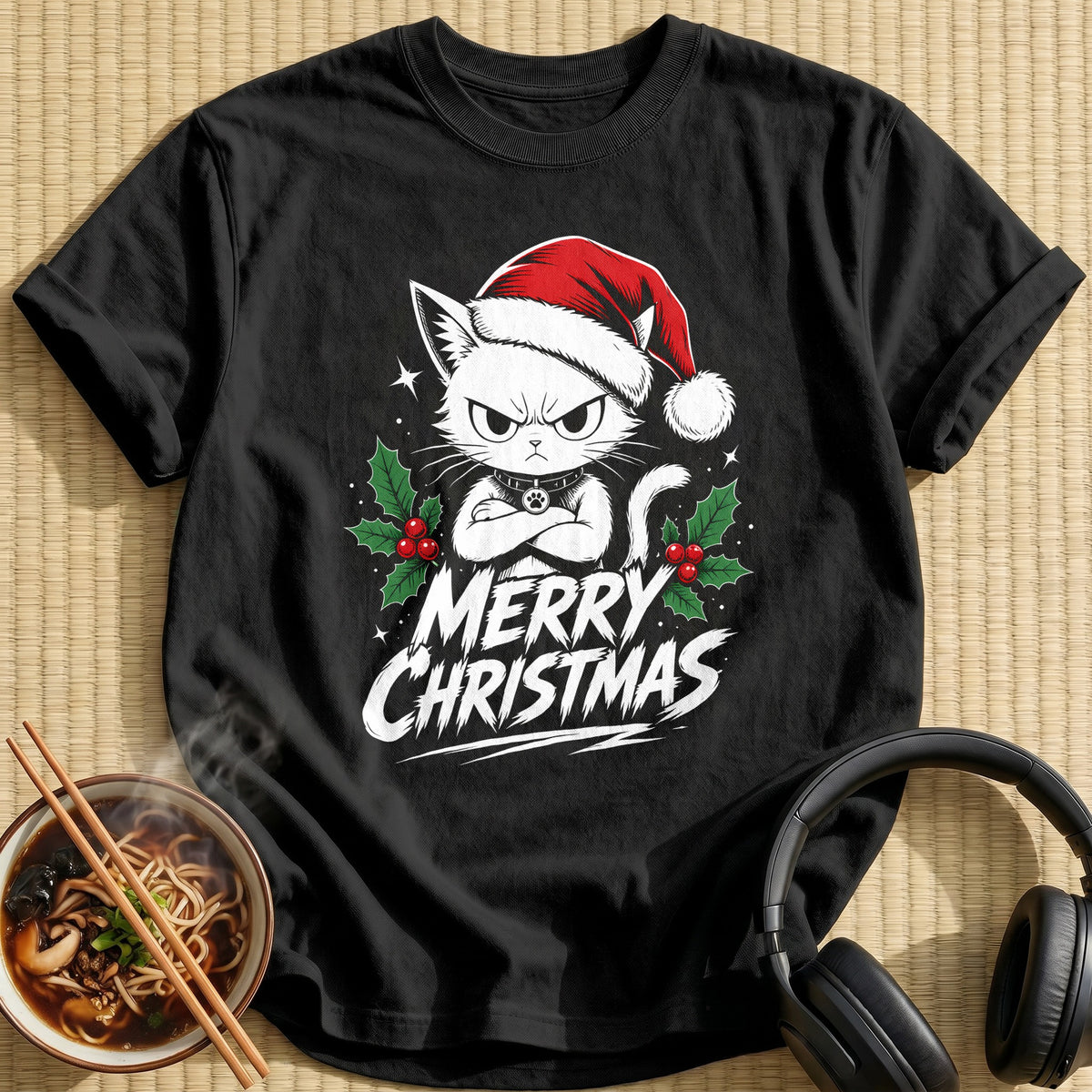 Angry Kitty Merry Christmas 93 - Black