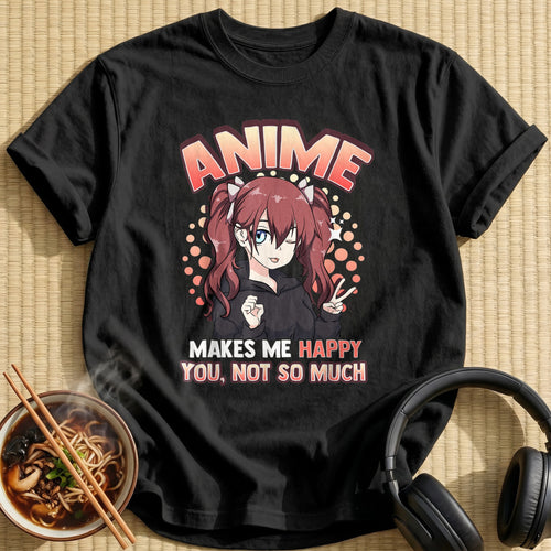Anime Makes Me Happy Peace Sign - Black