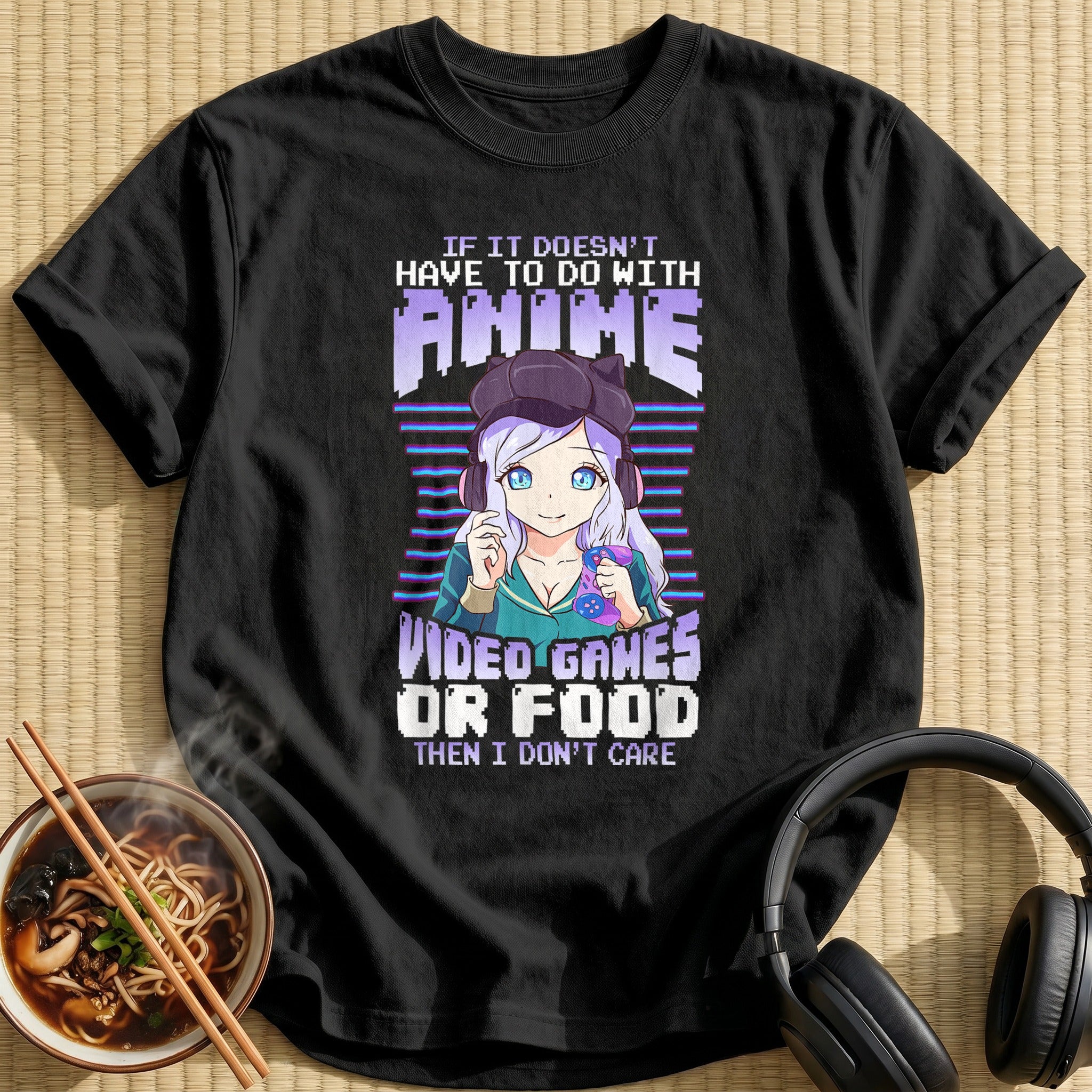 Anime Video Games Or Food Gamer - Black