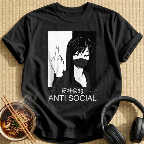 Anti Social Masked Anime Girl - Black