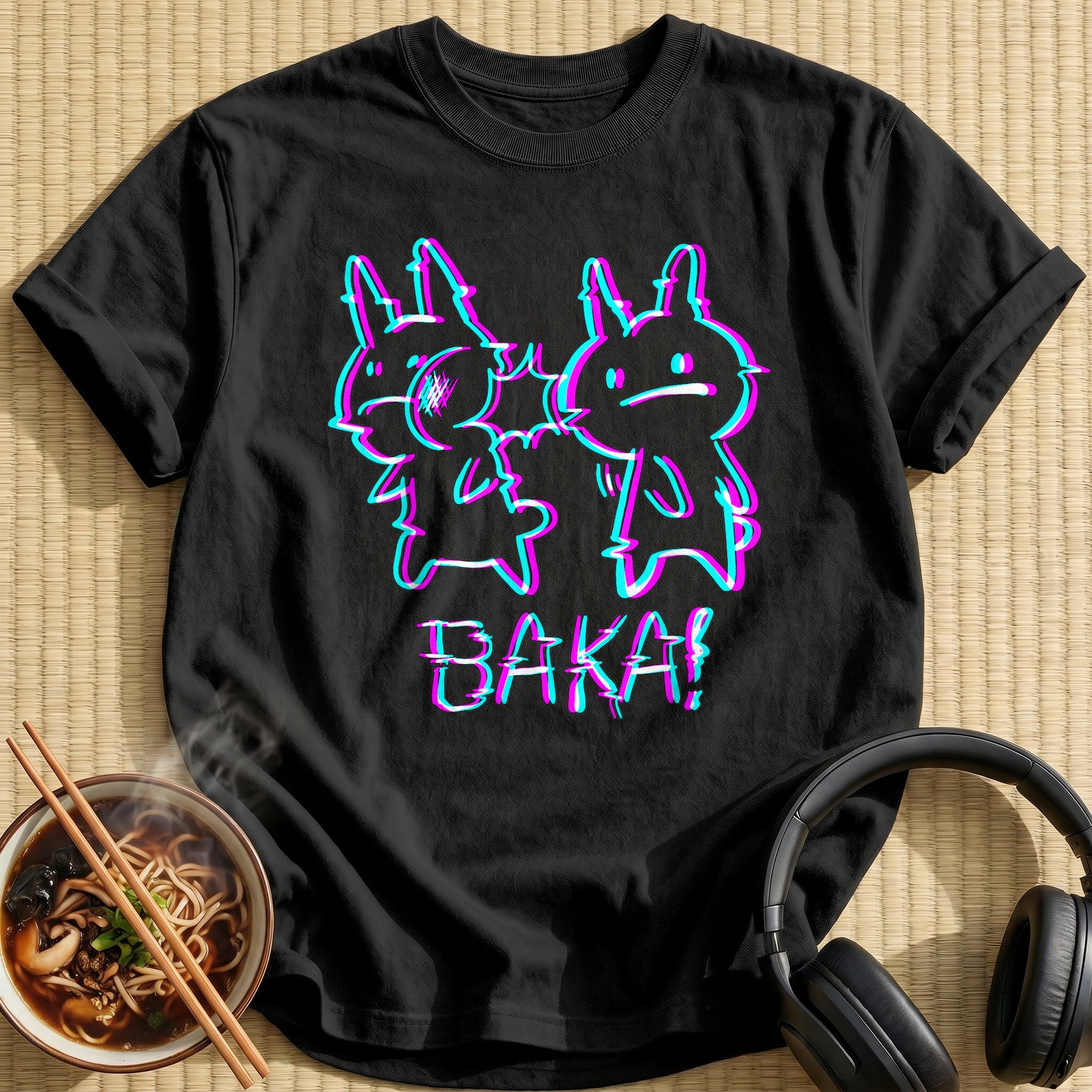 Baka Glitch Rabbits Slap Meme - Black