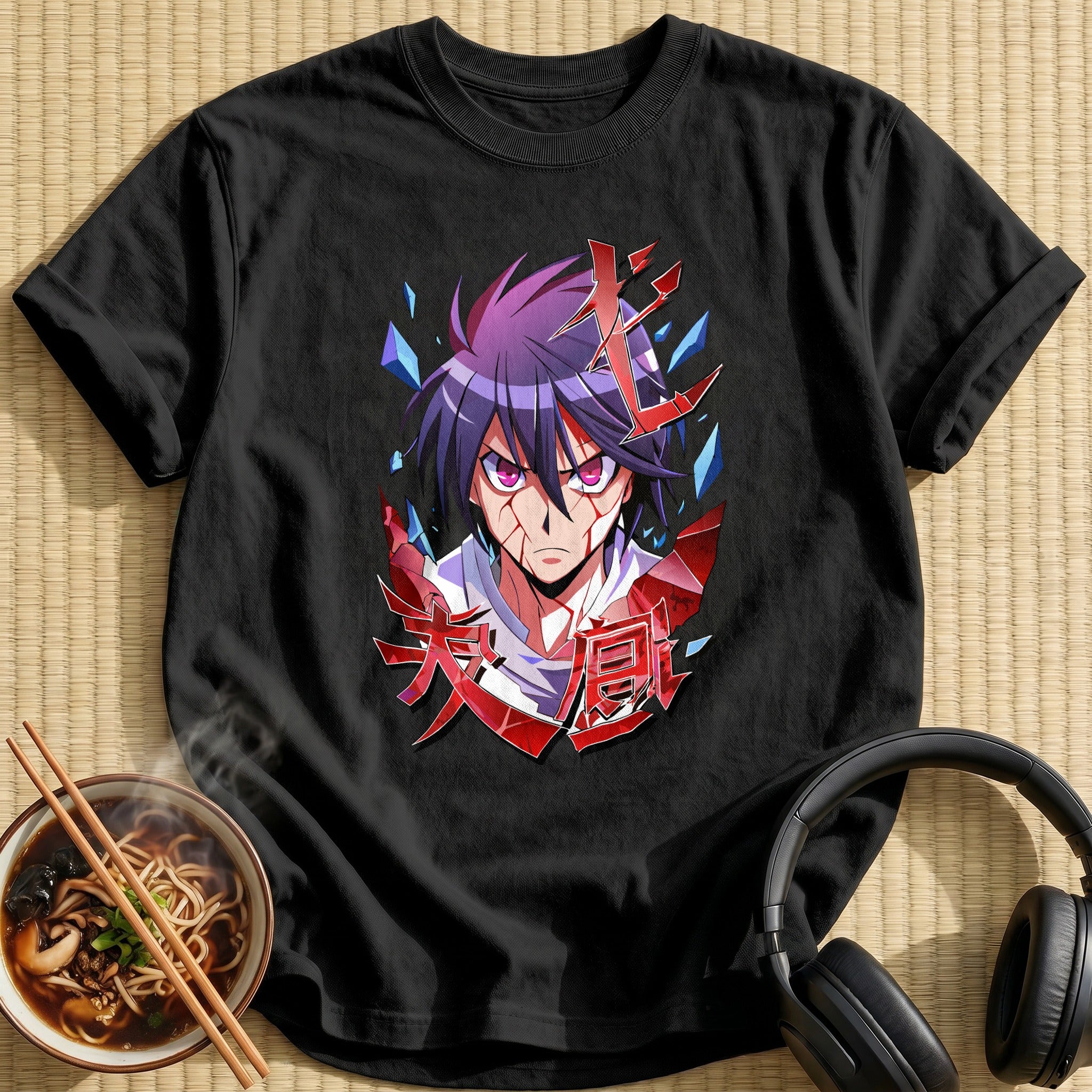 Bloodied Scarred Anime Warrior Portrait - Black