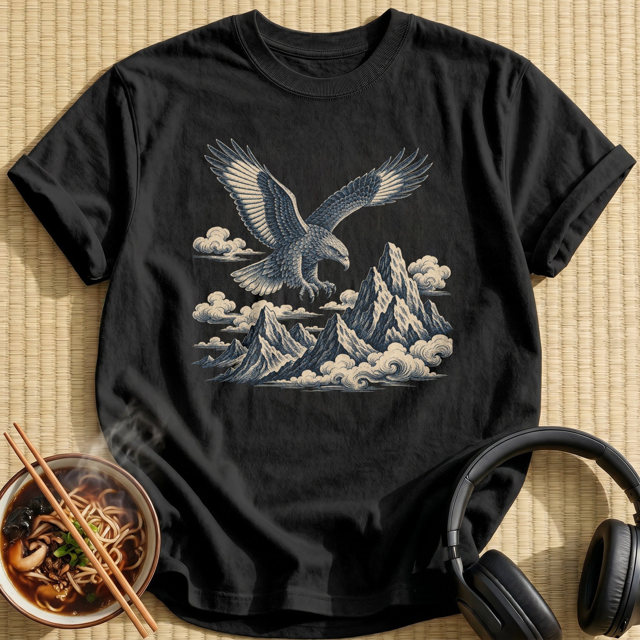 Blue Eagle Soaring Over Mountains