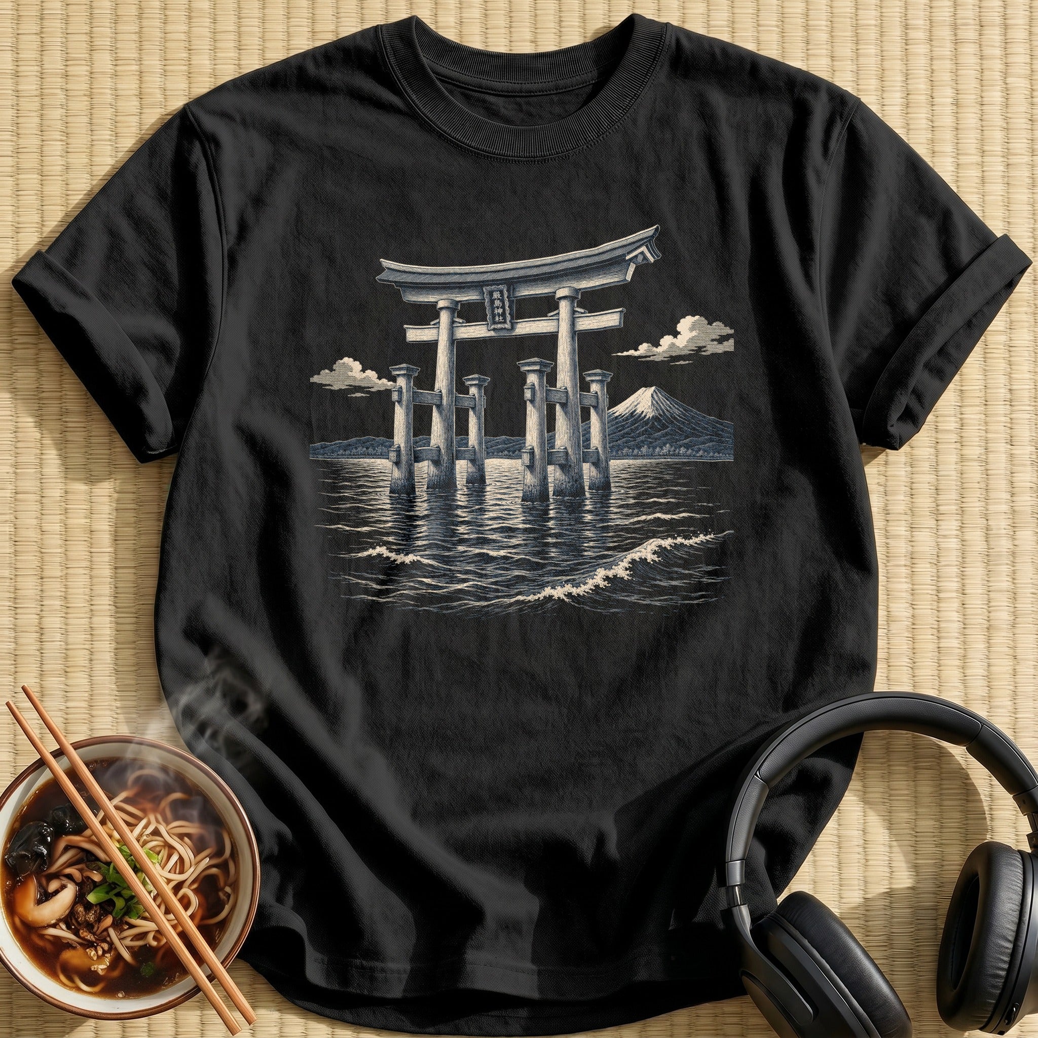 Blue Torii Gate Ocean Waves