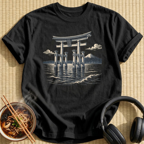 Blue Torii Gate Ocean Waves