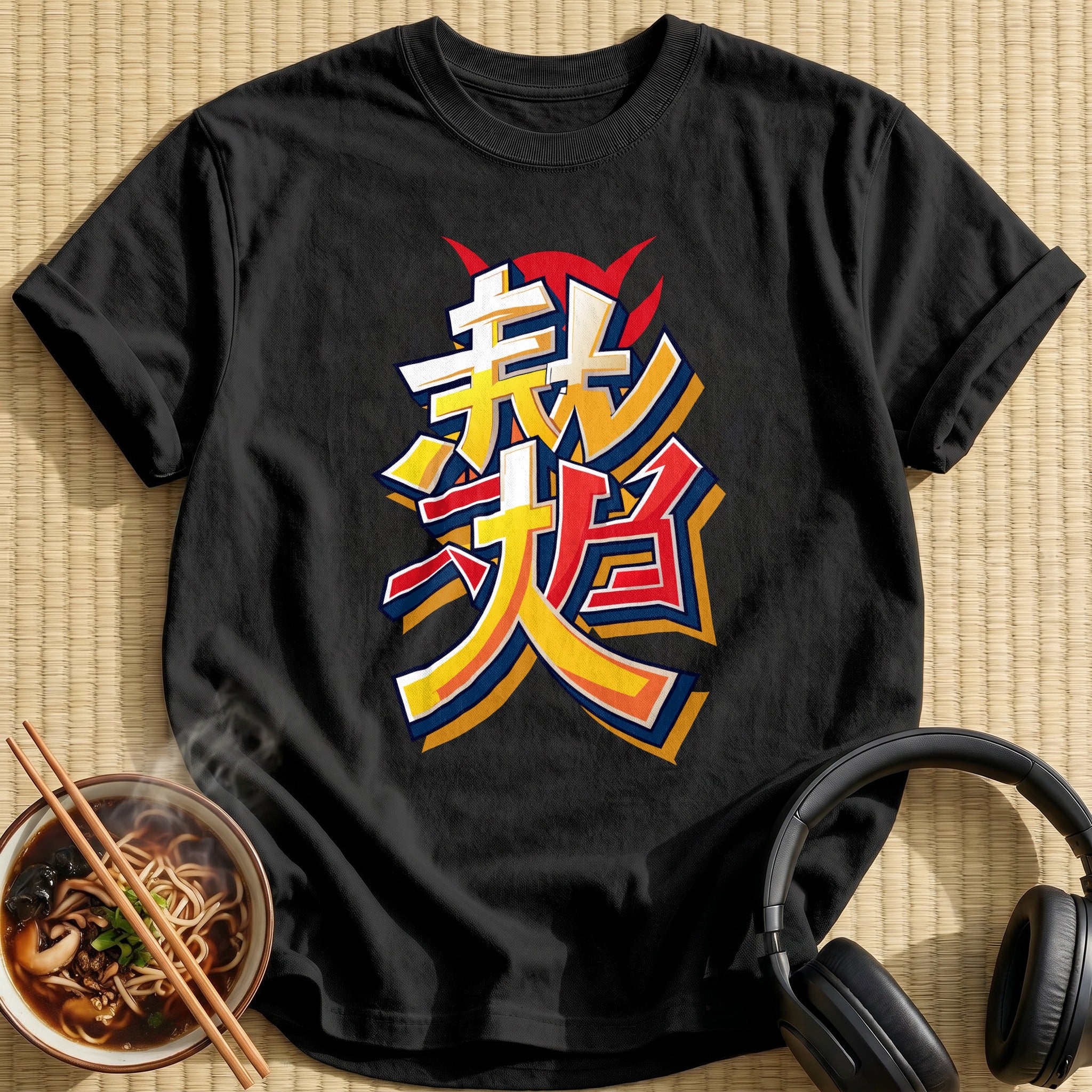 Bold Japanese Kanji Graffiti Lettering - Black