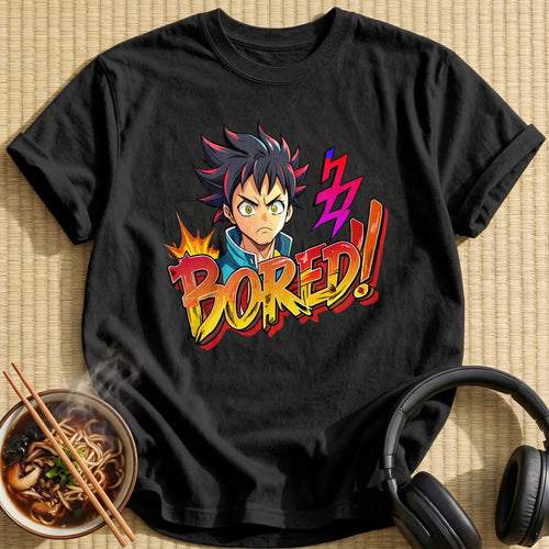 Bored Spiky Hair Anime Boy - Black
