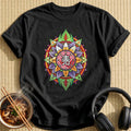 Colorful Japanese Kanji Mandala Flower - Black