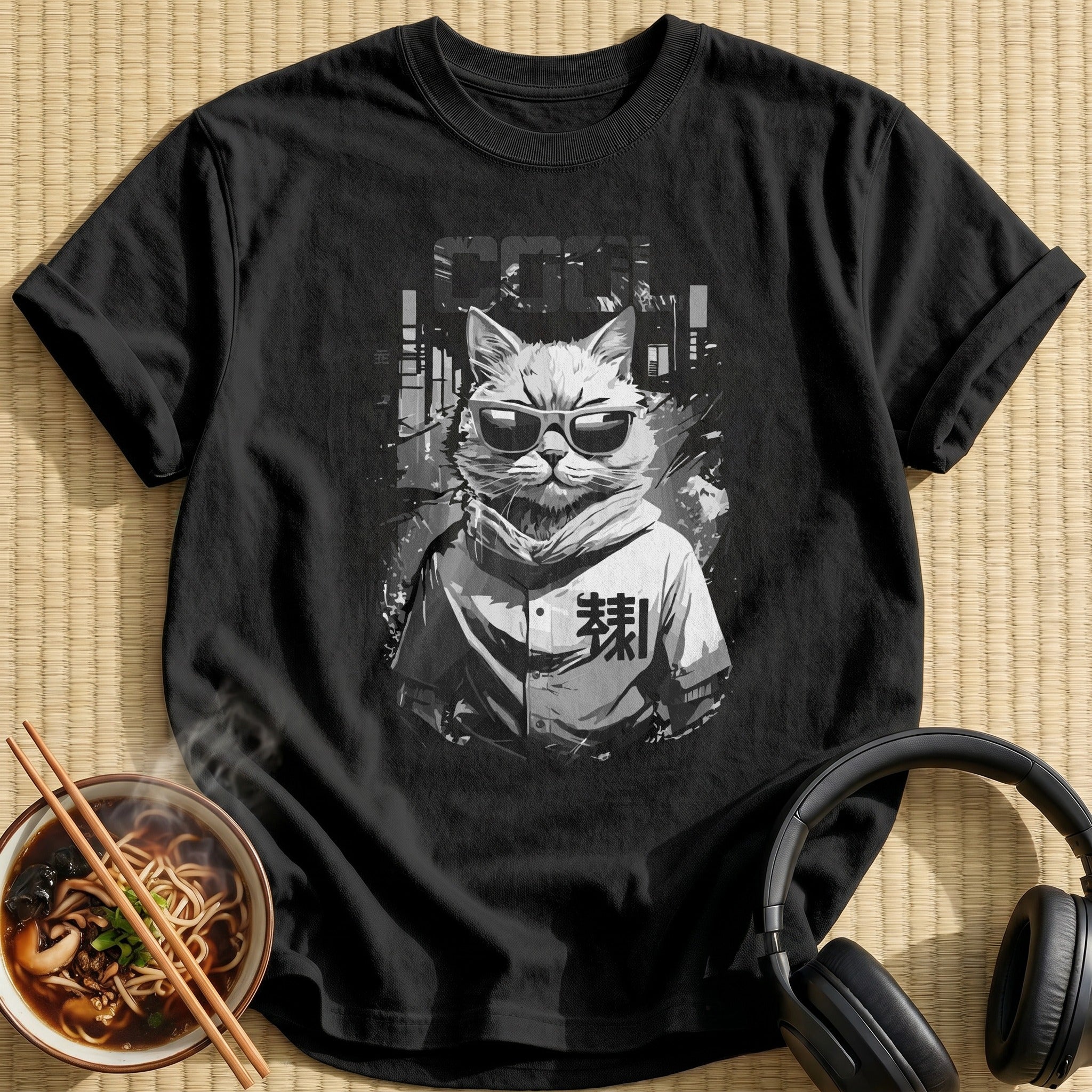 Cool Cat Sunglasses Baseball Jersey - Black