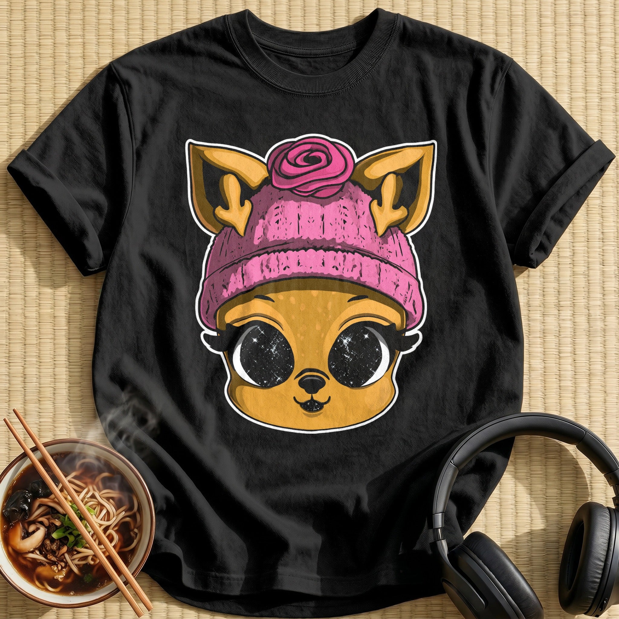 Deer Pink Rose Beanie