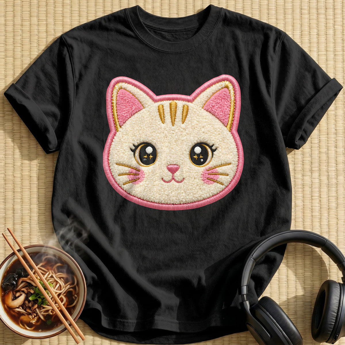 Embroidered Cat 19 - Black