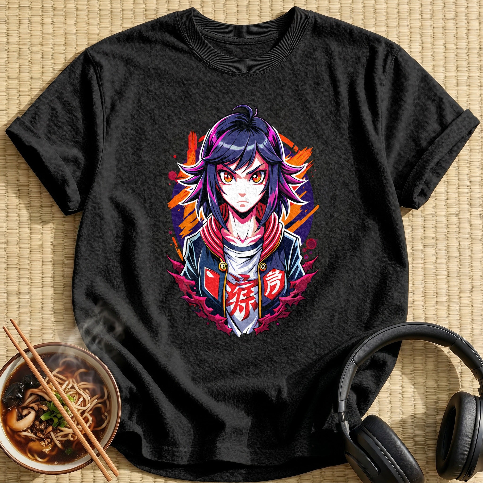 Fierce Glaring Anime Girl Jacket - Black