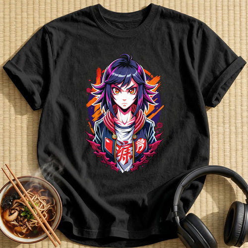 Fierce Glaring Anime Girl Jacket - Black