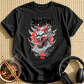 Fierce Horned Dragon Head Roaring - Black
