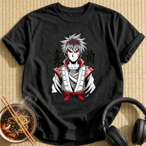 Fierce White Haired Samurai Warrior - Black