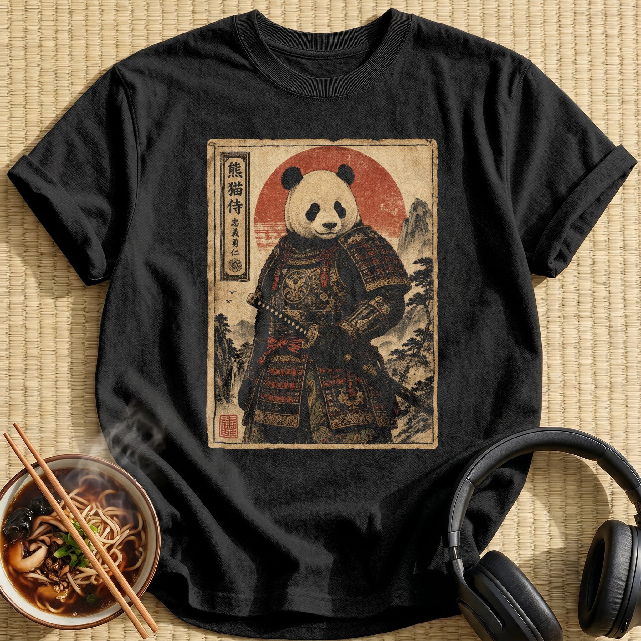 Giant Panda Samurai Red Sun