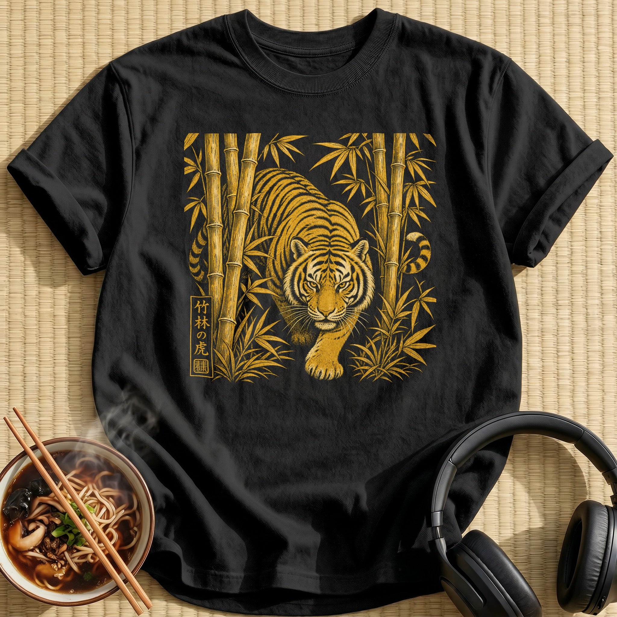 Golden Tiger Prowling Bamboo Grove