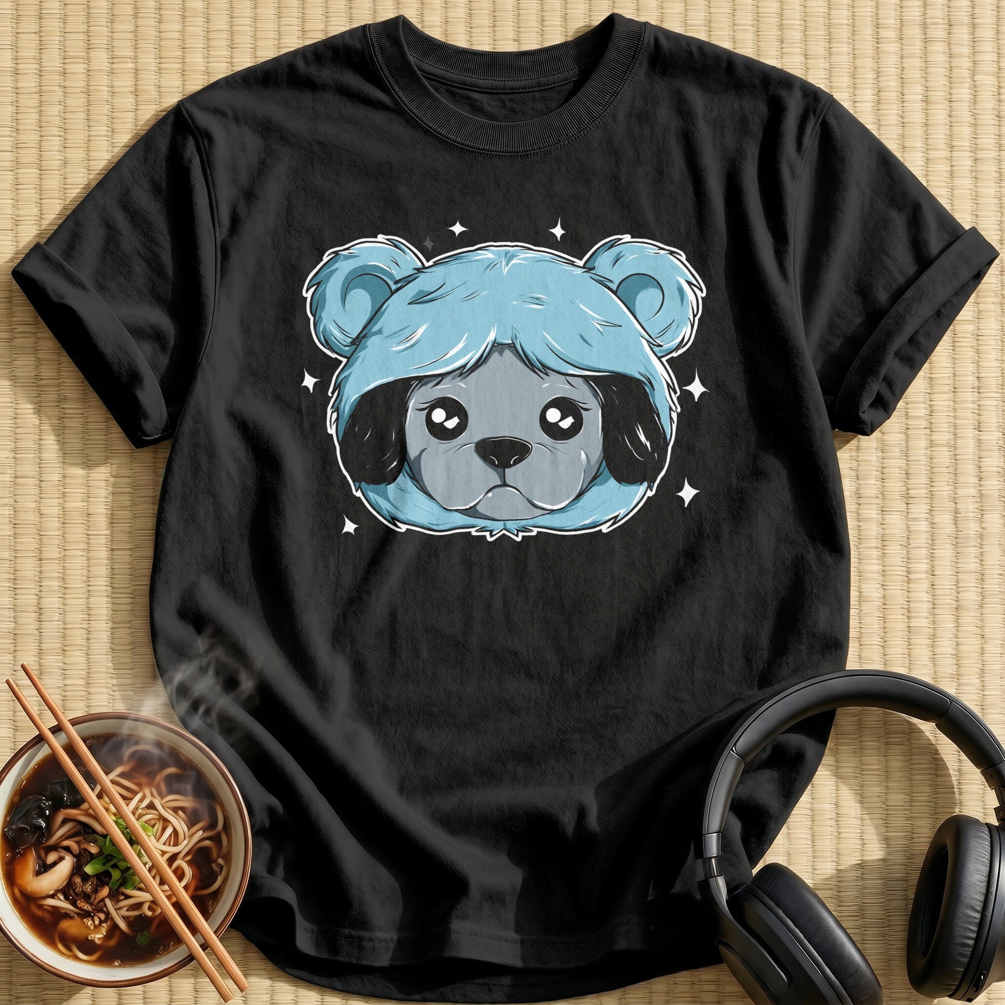 Grey Puppy Blue Hood