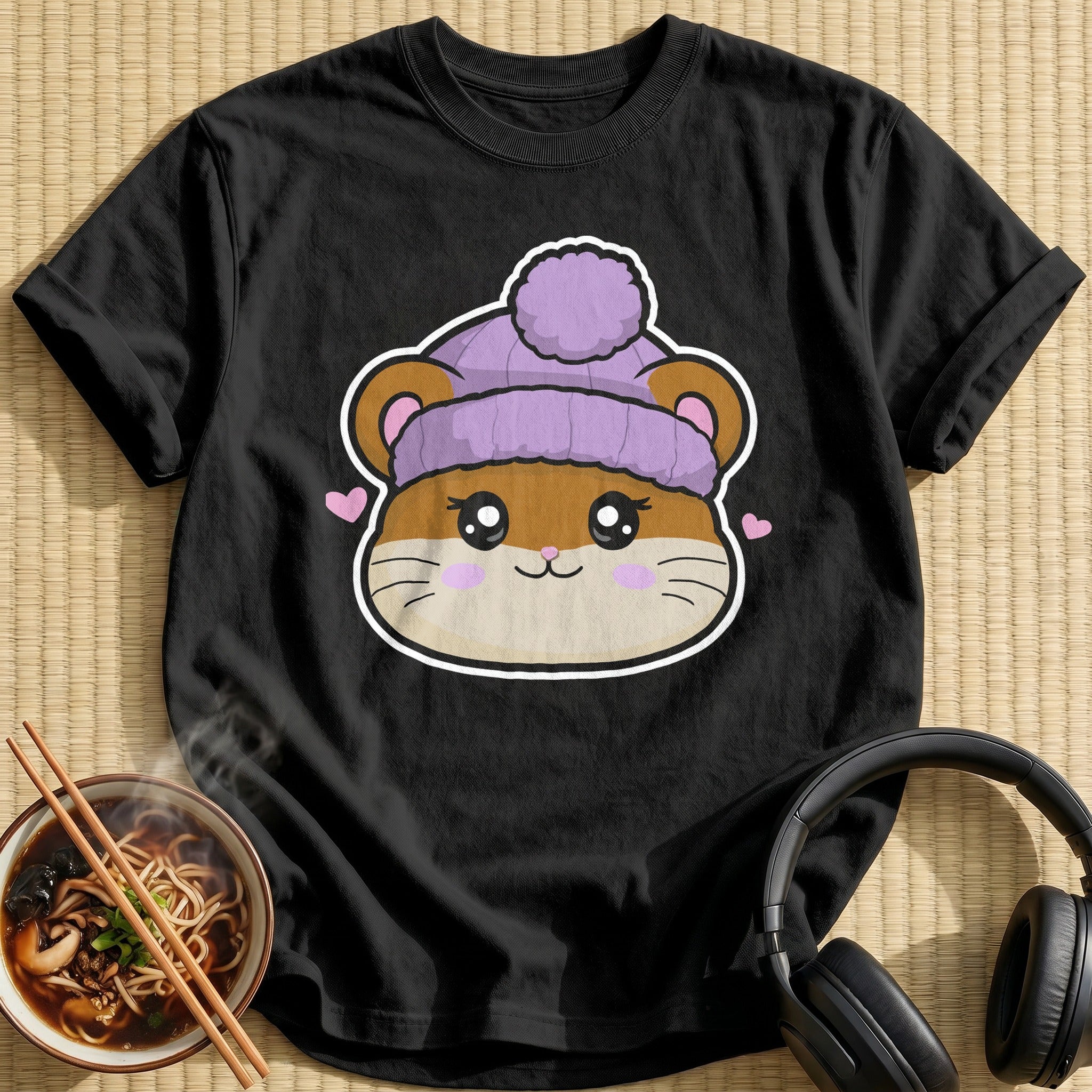 Hamster Lavender Pom Beanie