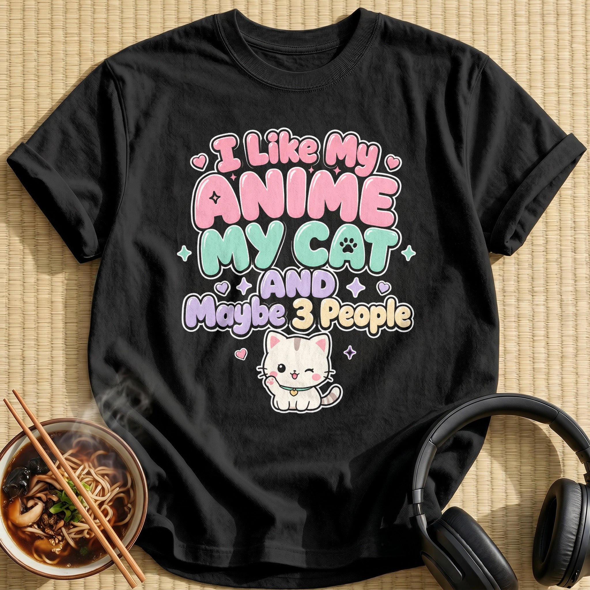 I Like My Anime My Cat And Maybe 3 People (stacked colour)