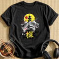 Japanese Pagoda Mountains Red Sun - Black