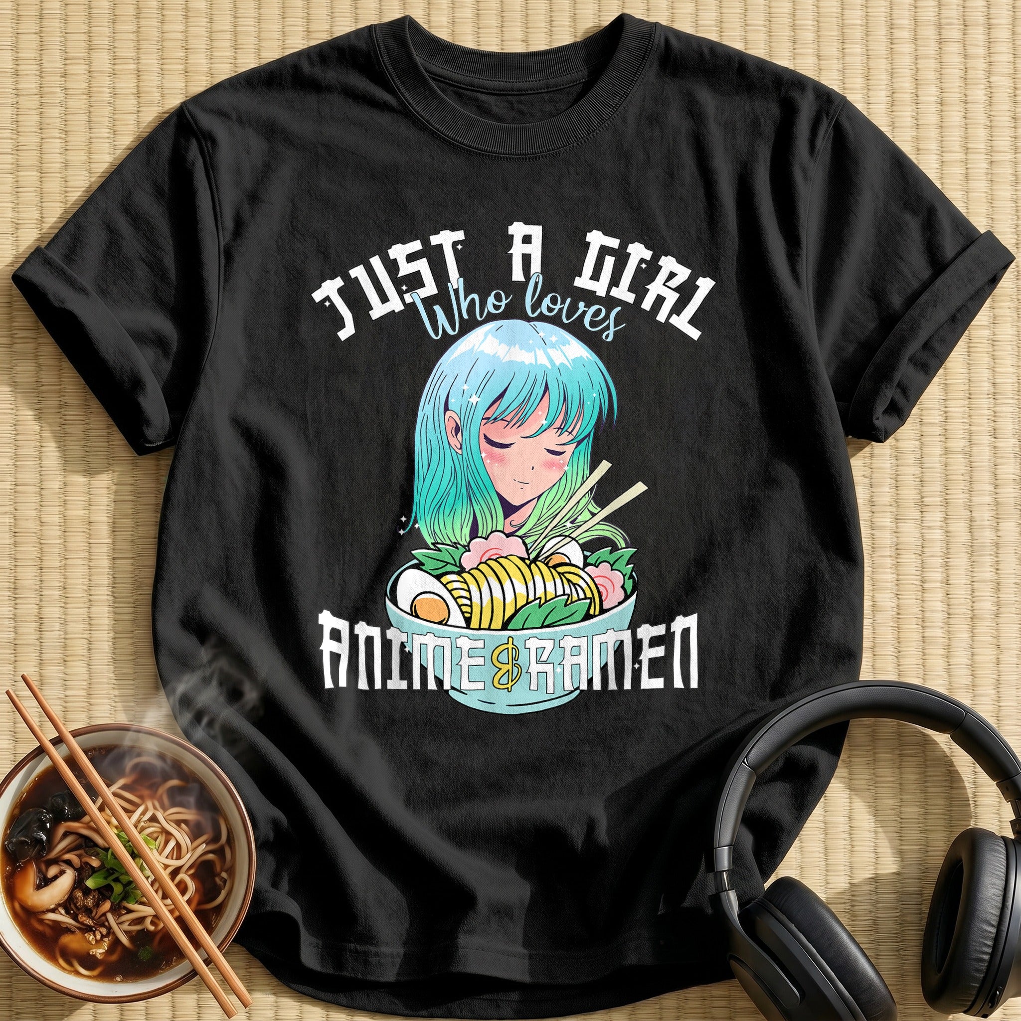 Just A Girl Loves Anime Ramen - Black