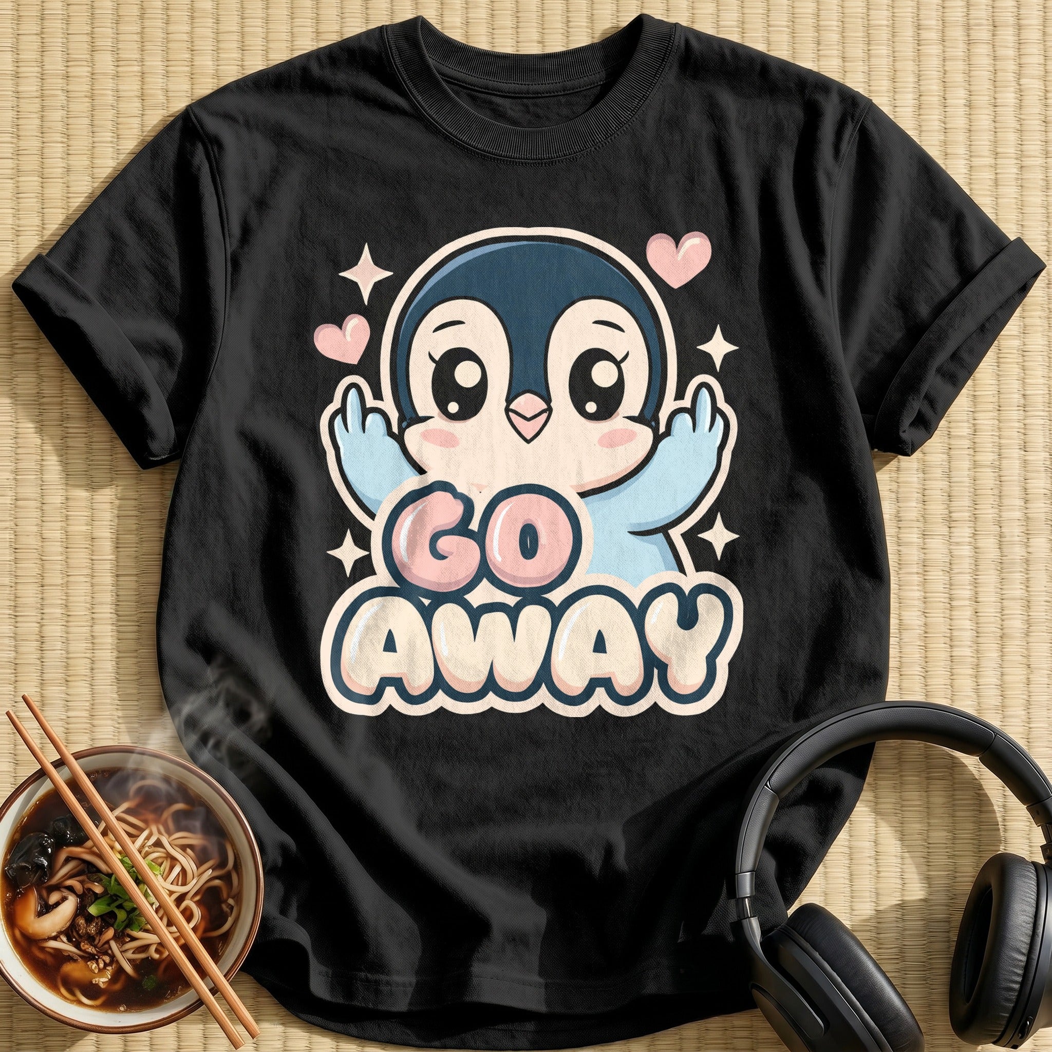 Kawaii Chibi Penguin Saying Go Away