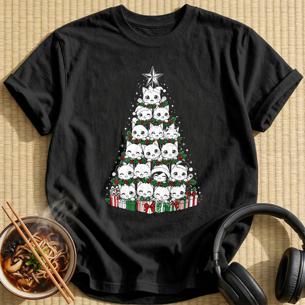 Kitten Christmas Tree 17 - Black
