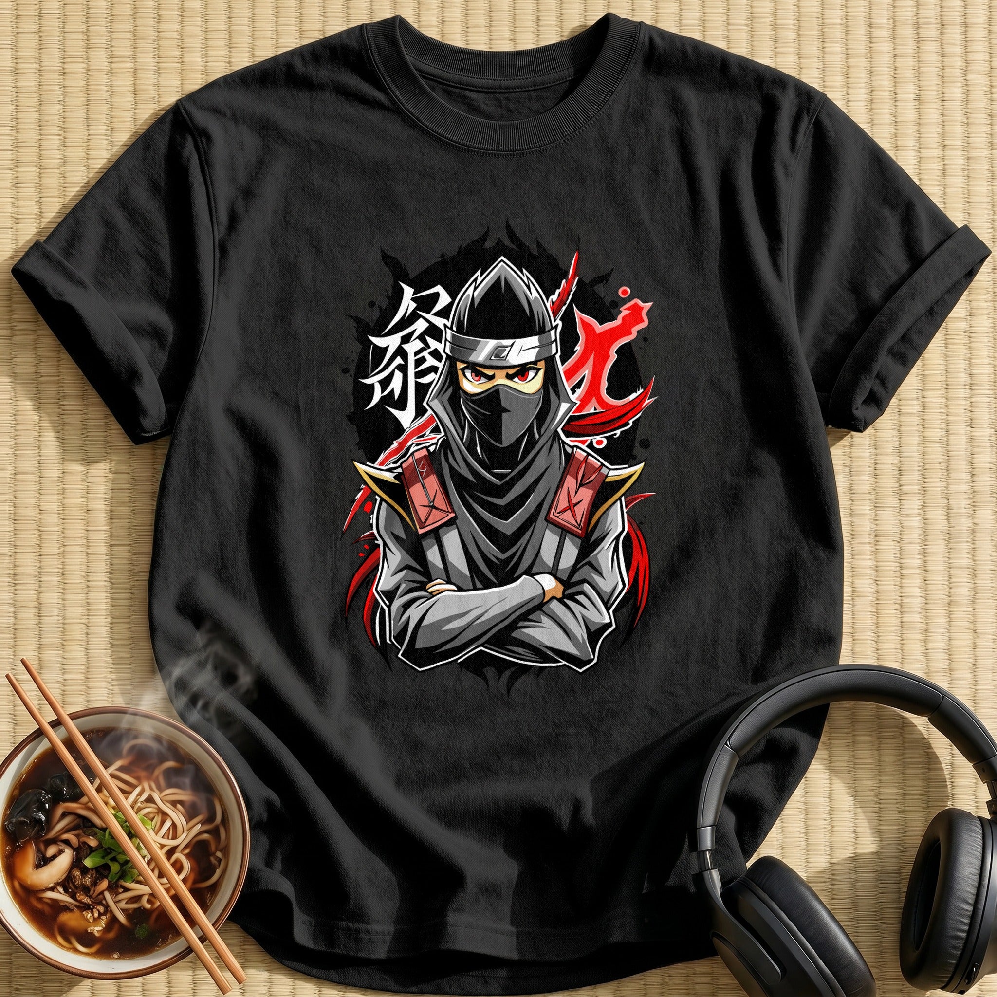 Masked Ninja Warrior Crossed Arms - Black