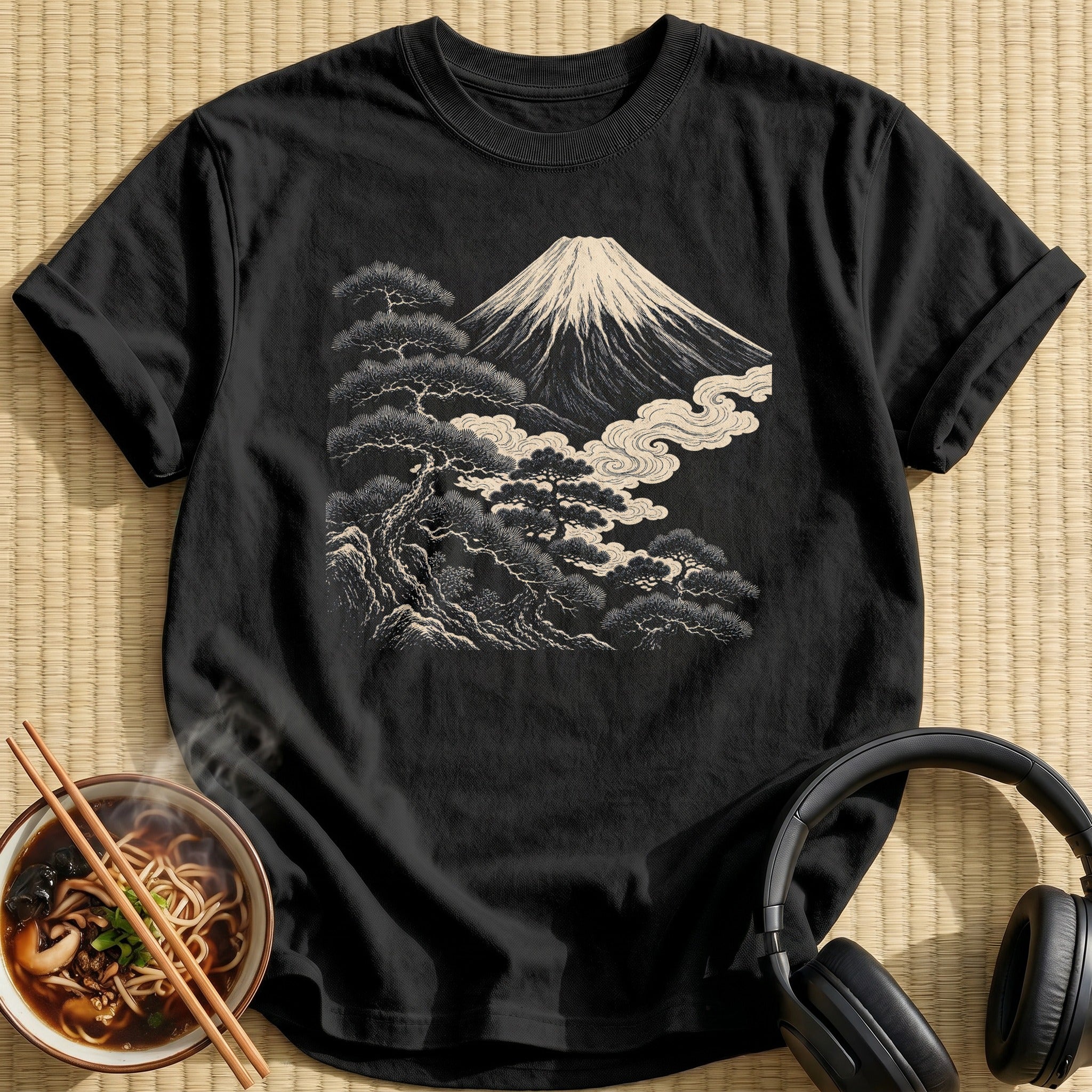 Mount Fuji Pine Swirling Clouds