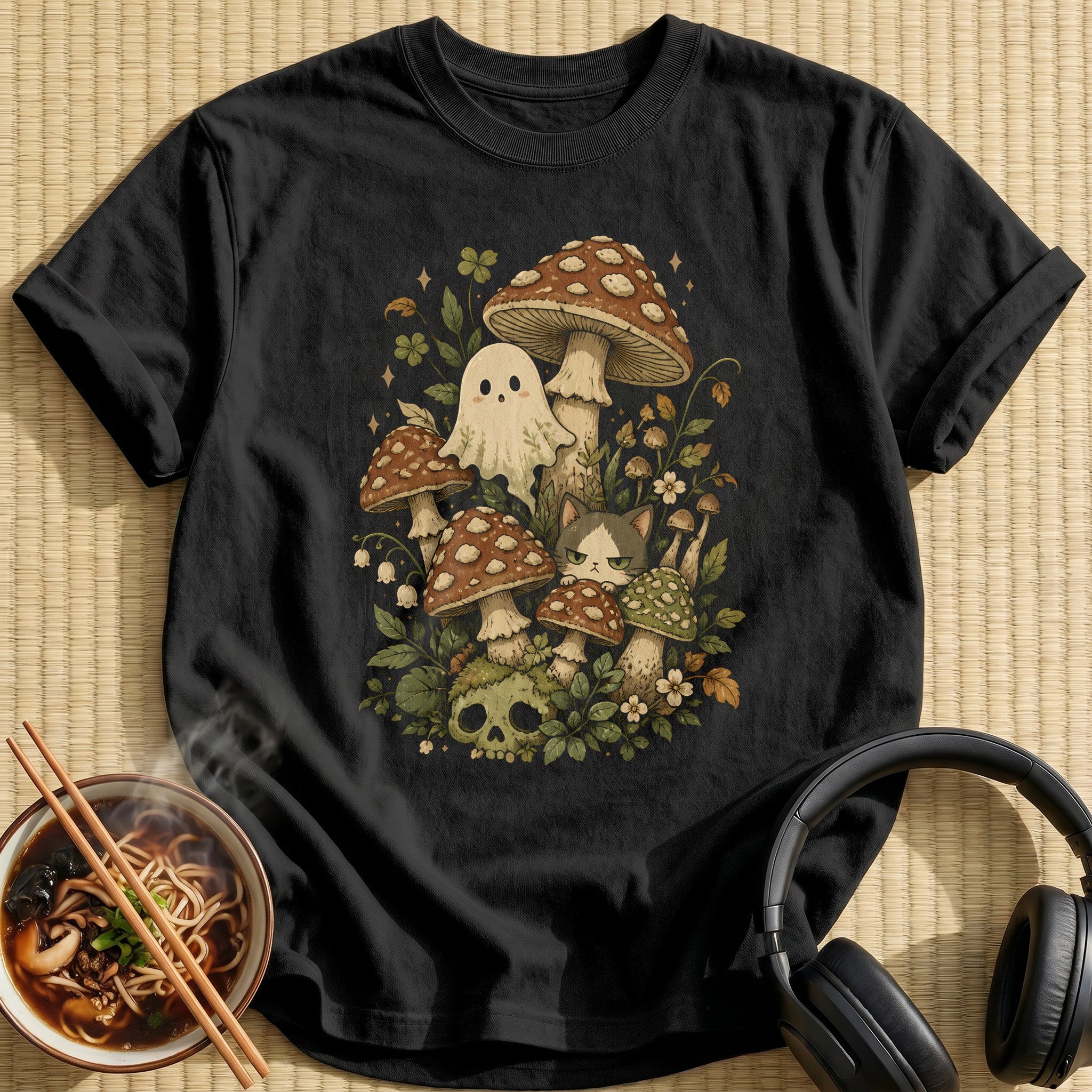 Mushroom Ghost Cat - Black