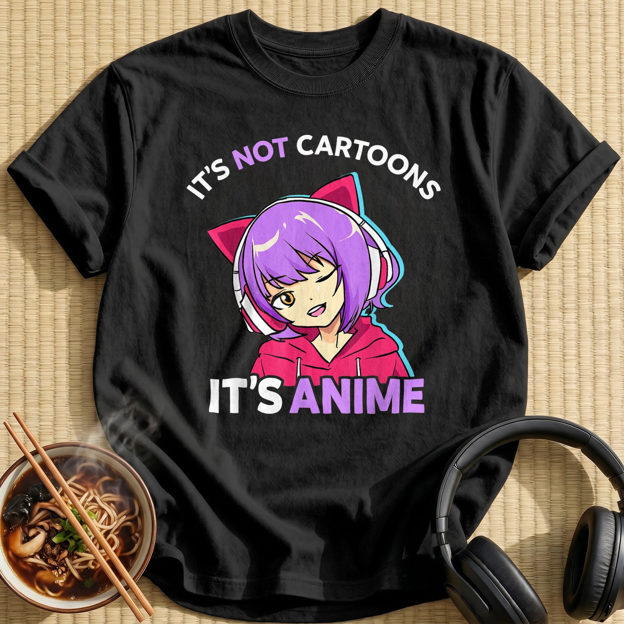 Not Cartoons Its Anime Headphone Girl - Black