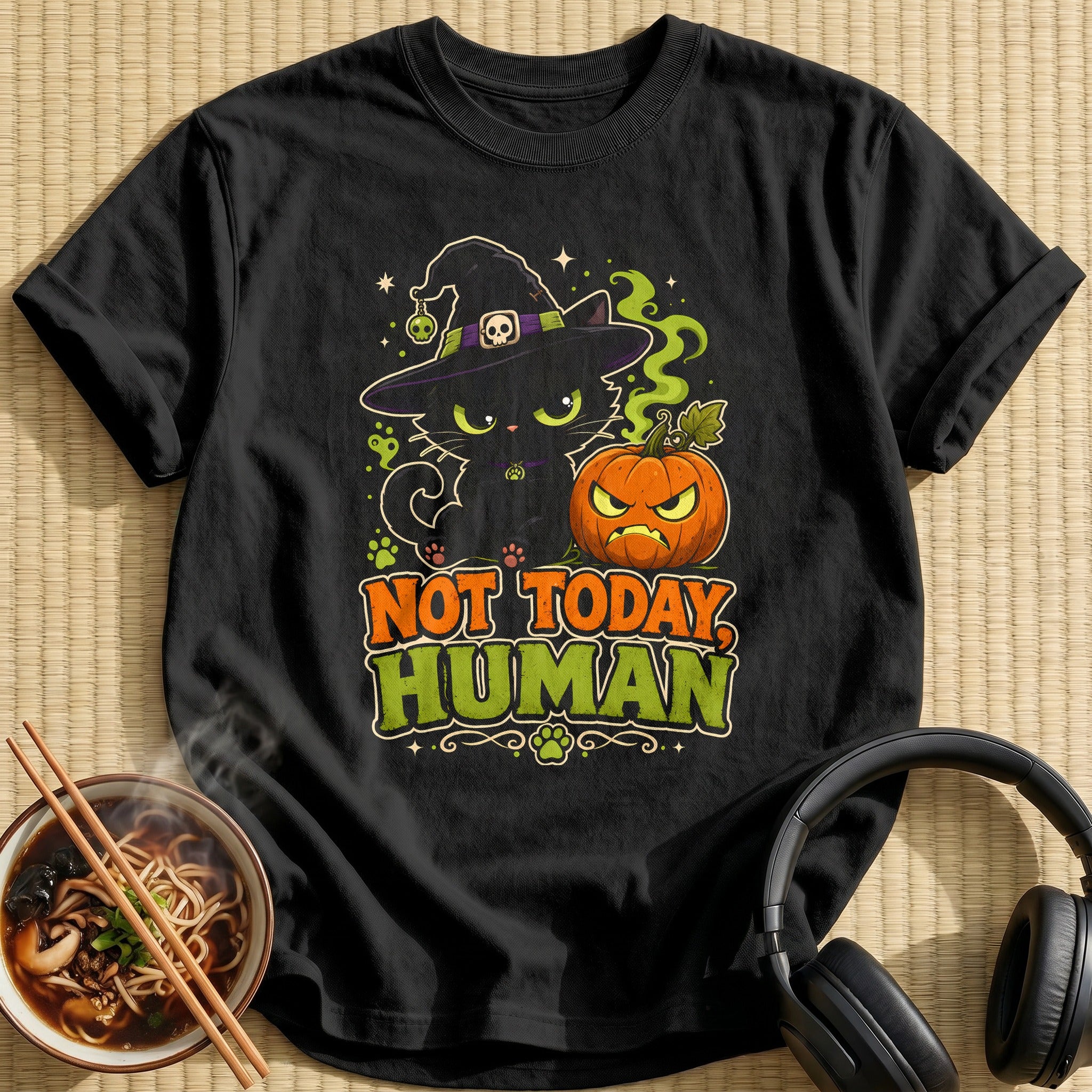 Not Today Human Cat Witch - Black