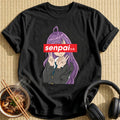 Purple Haired Senpai Peace Sign Girl - Black