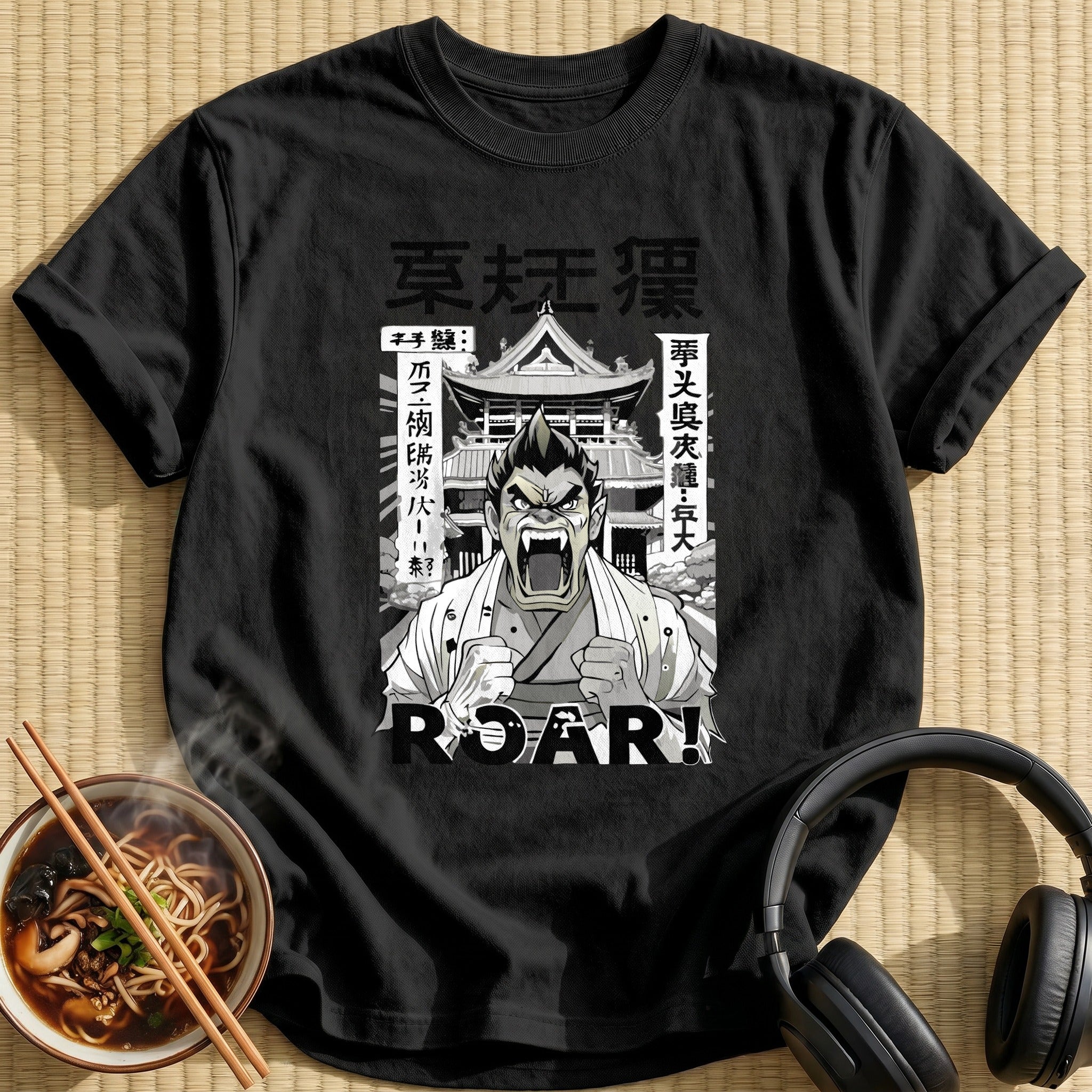 Roaring Samurai Warrior Temple Manga - Black