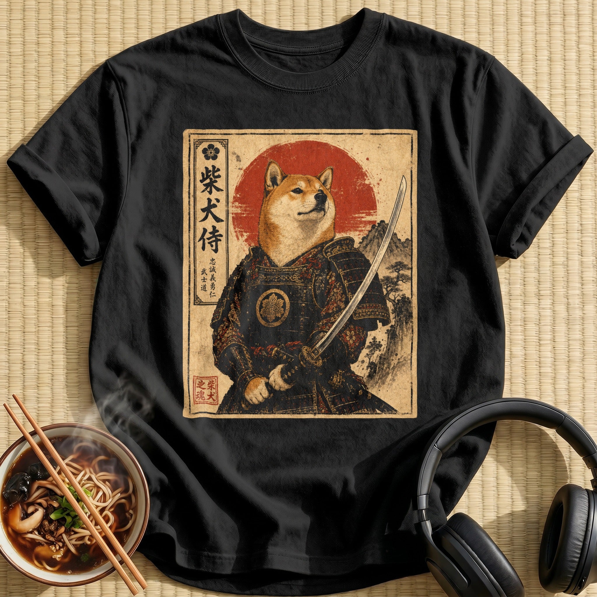 Shiba Inu Samurai Mountain Backdrop