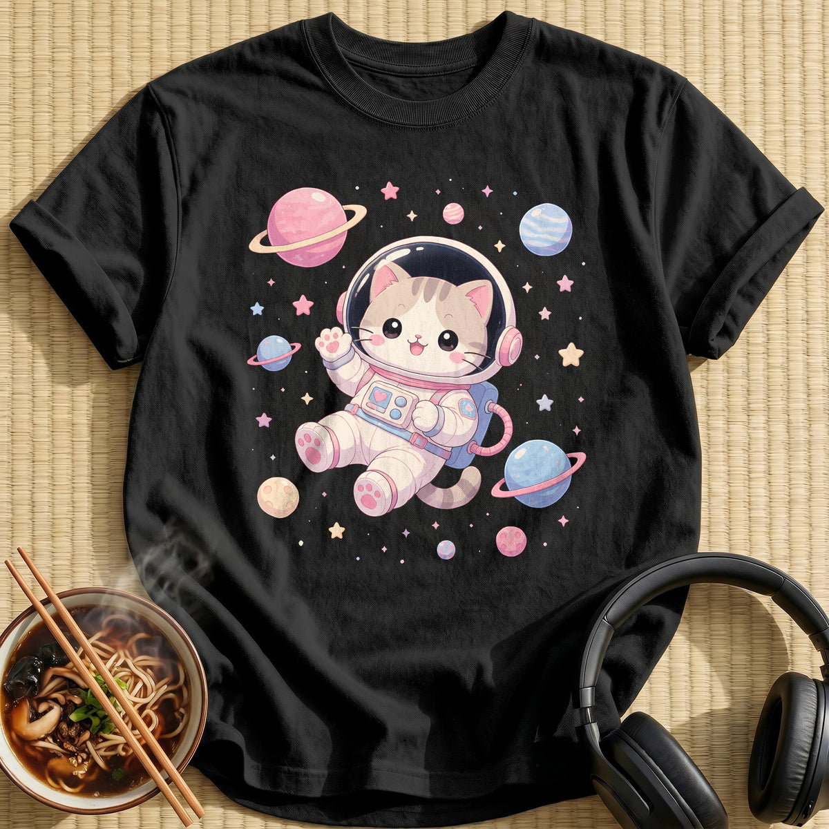 Space Cat Kawaii 24 - Black