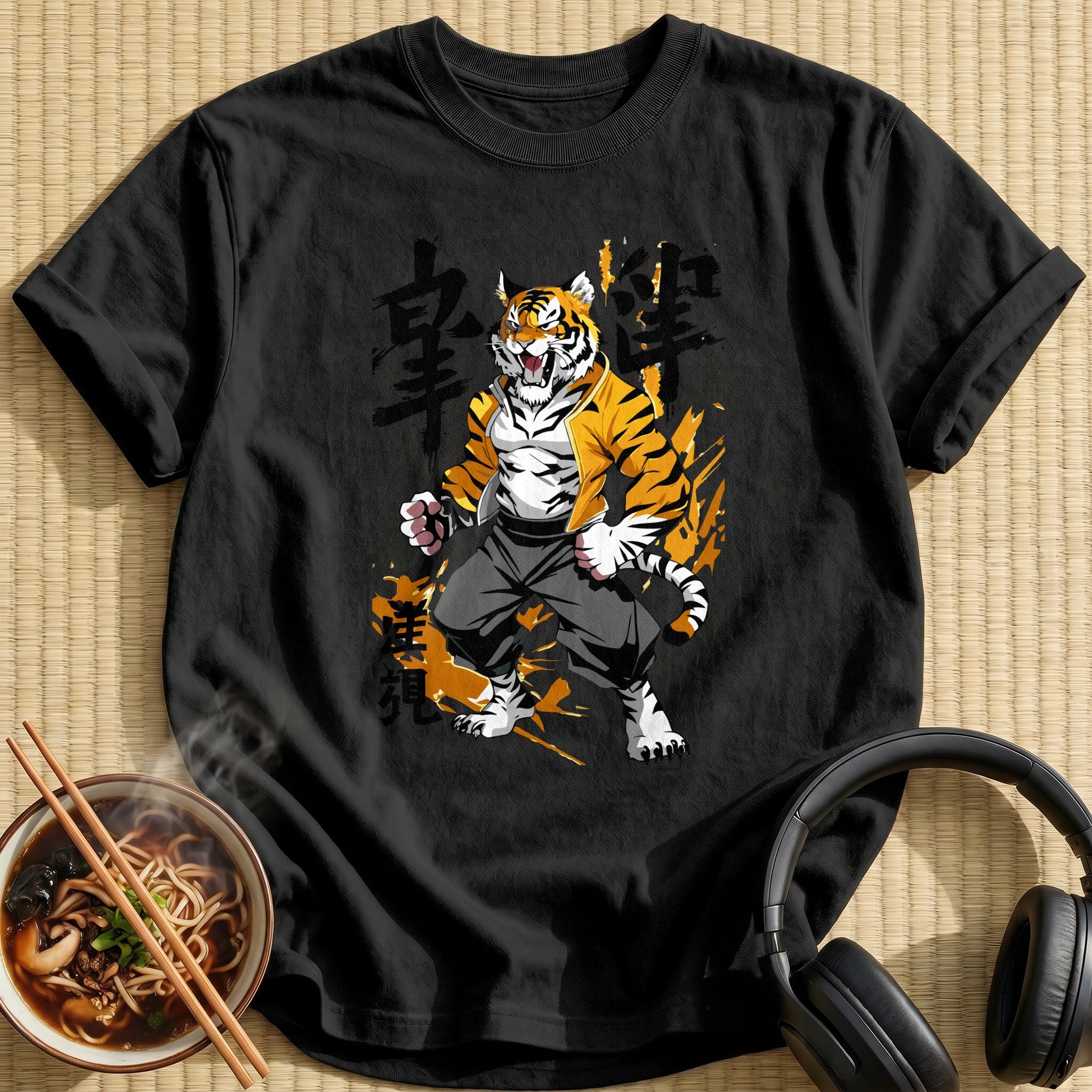 Strong Muscular Tiger Fighter Stance - Black