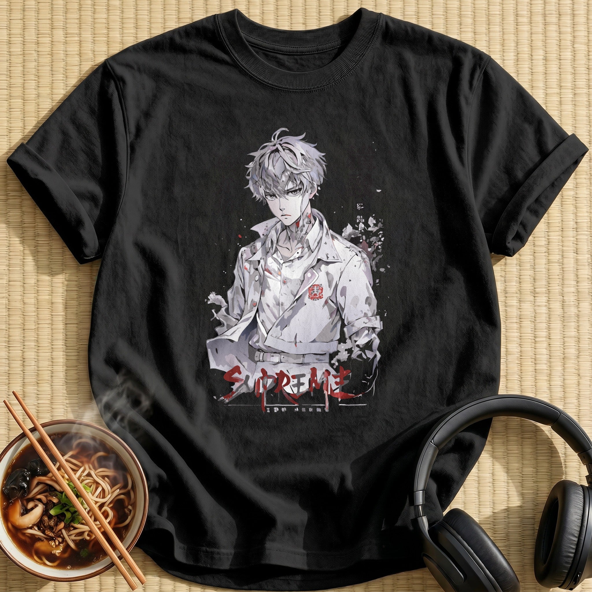 Supreme White Haired Anime Boy - Black