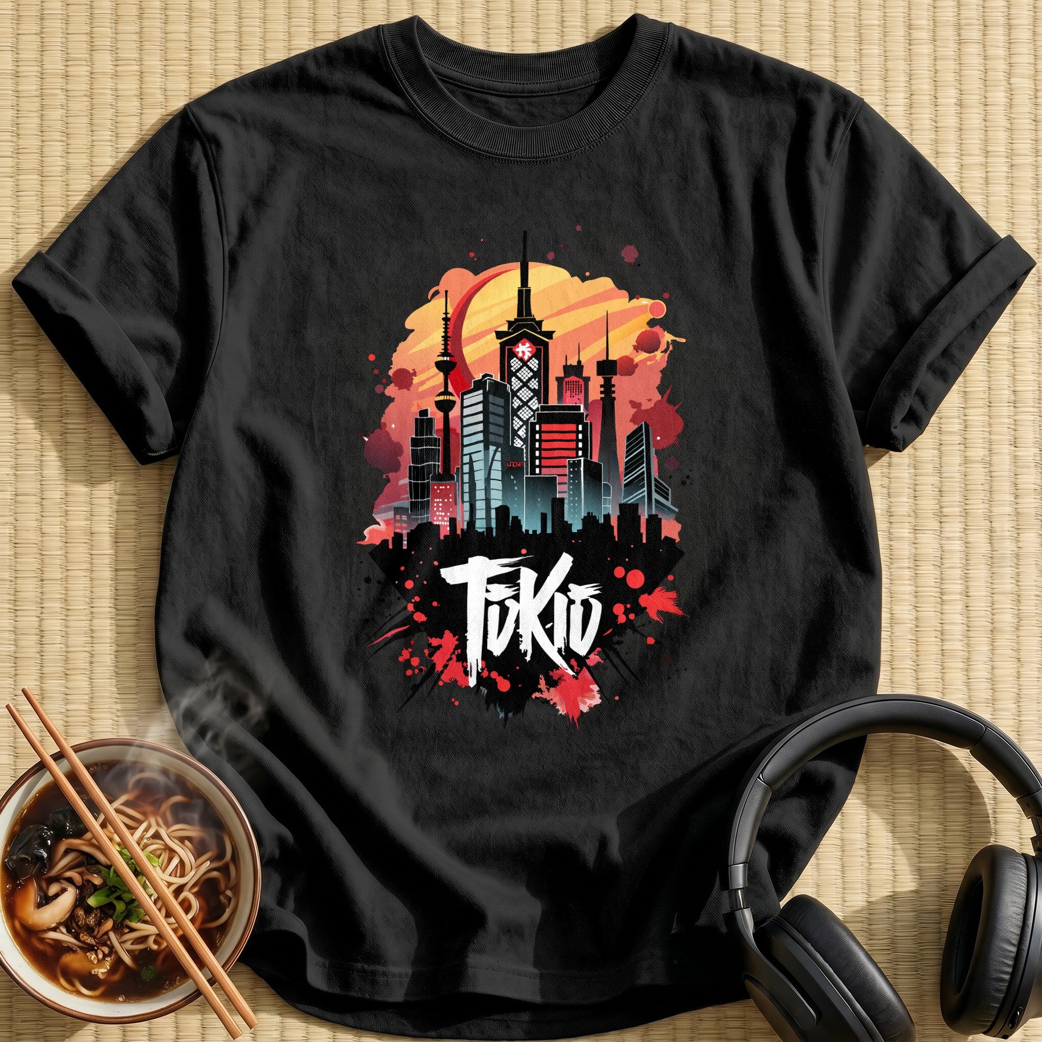 Tokio Sunset City Skyline Skyscrapers - Black