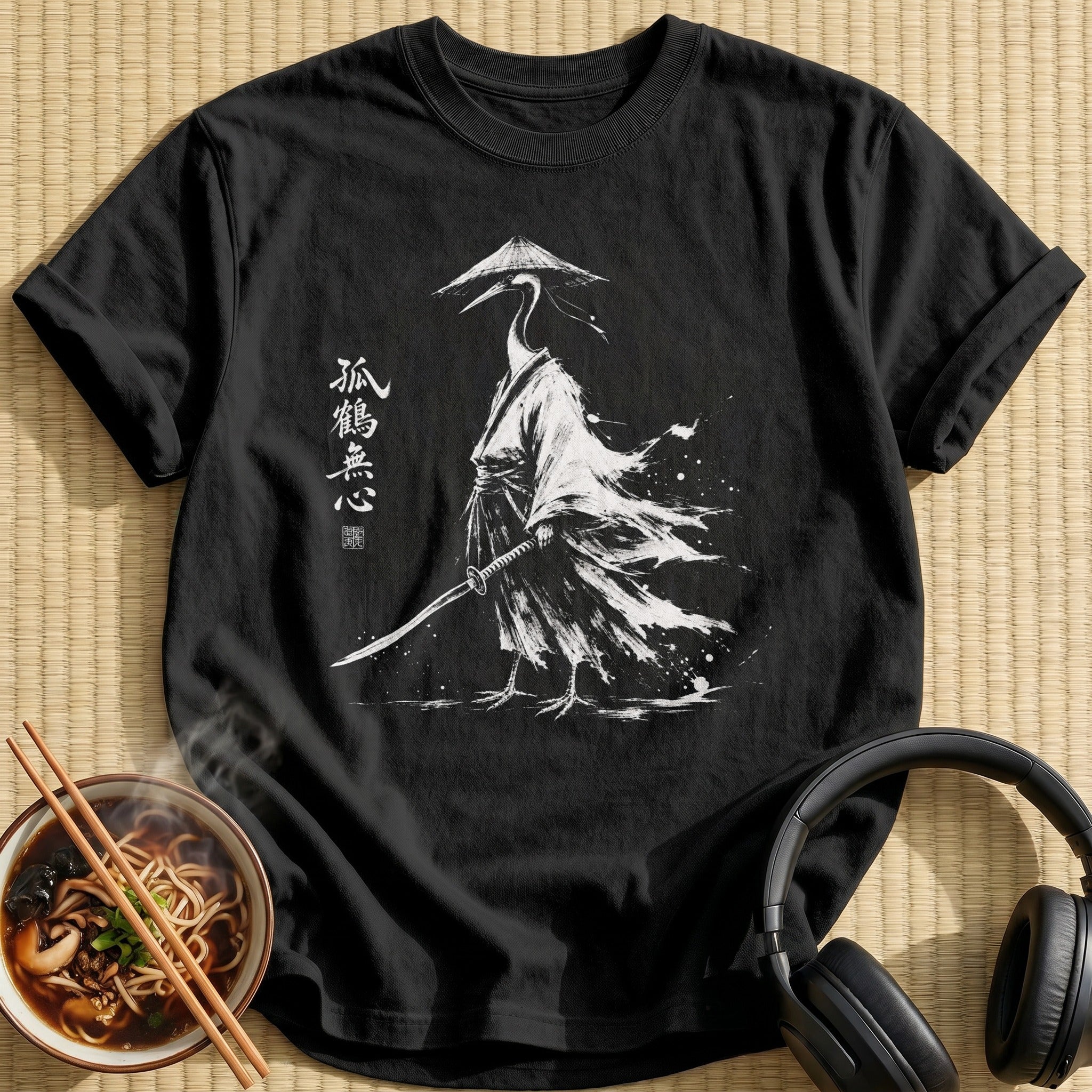 White Ink Crane Ronin Swordsman