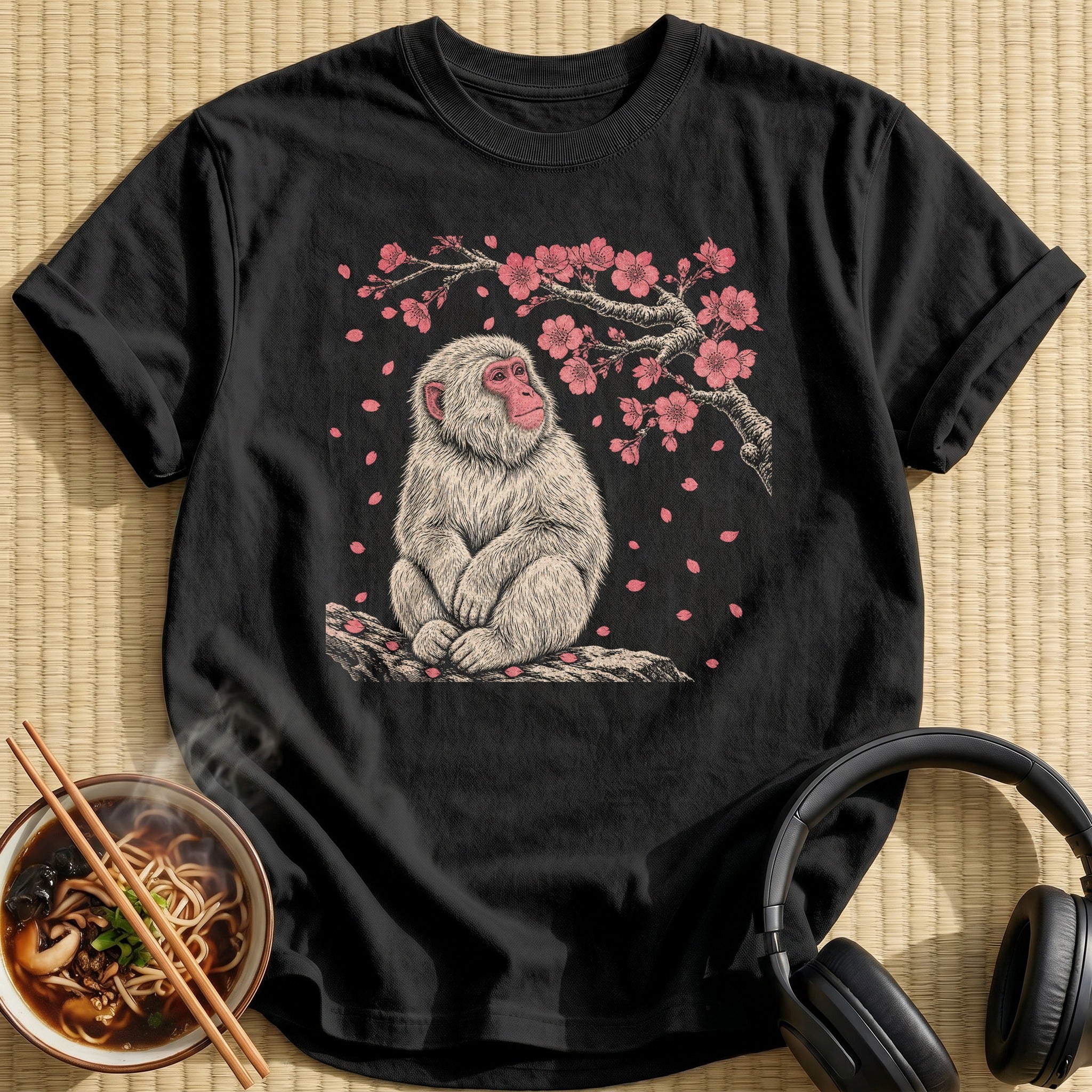 White Snow Monkey Cherry Blossoms