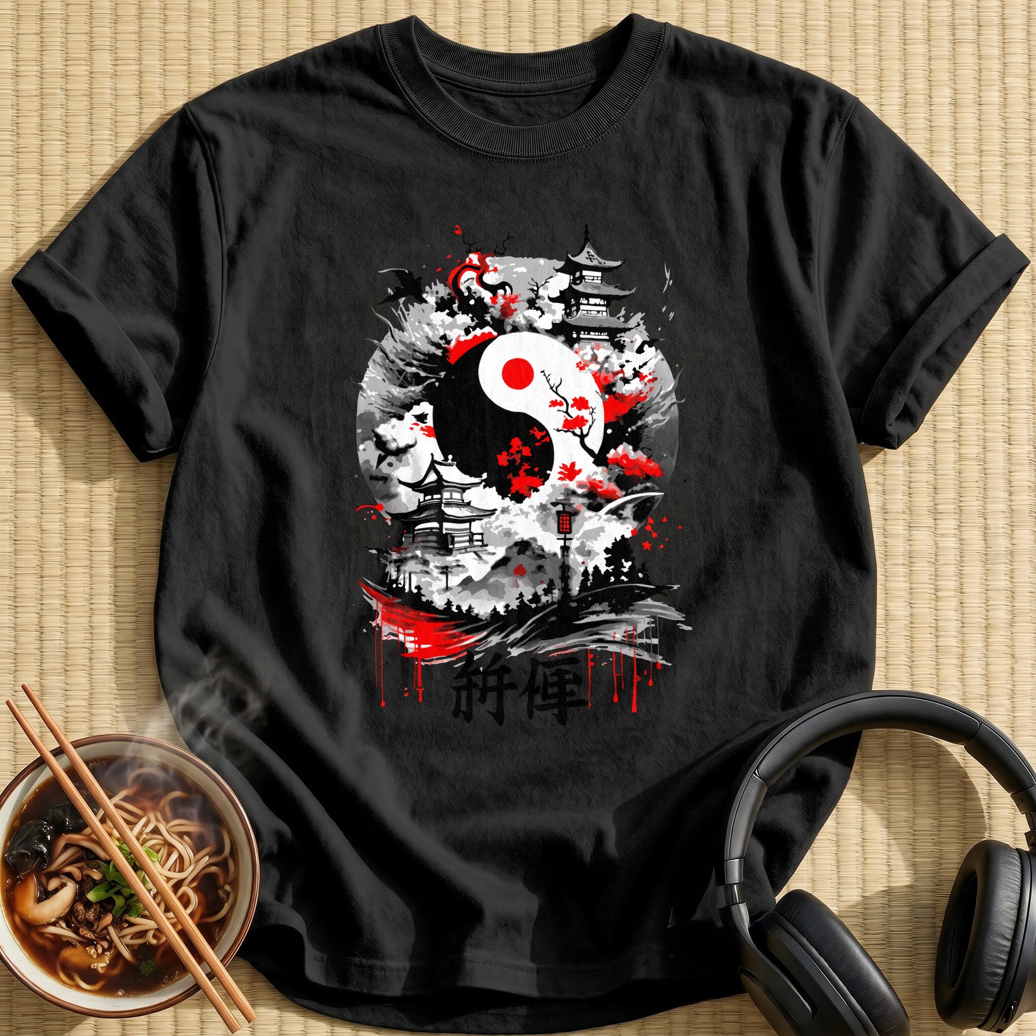 Yin Yang Pagoda Cherry Blossom - Black