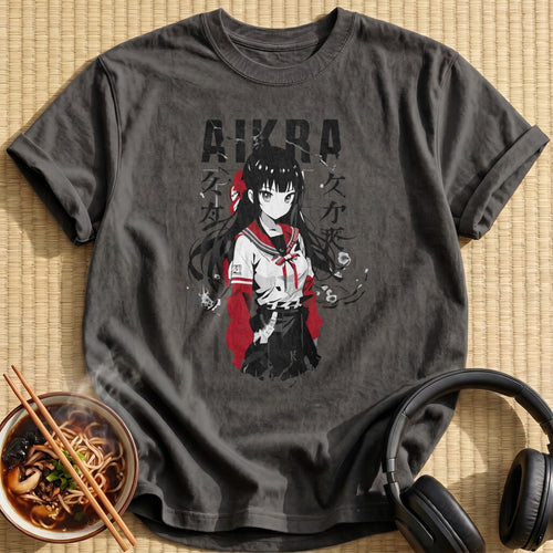 Aikra Schoolgirl Monochrome Red Accent - Charcoal