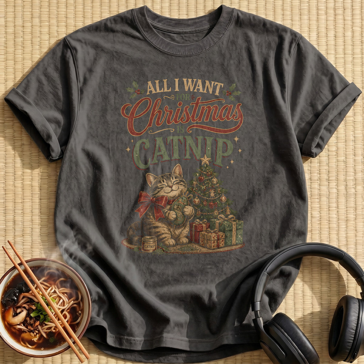 All I Want For Christmas Is Catnip 14 - Charcoal