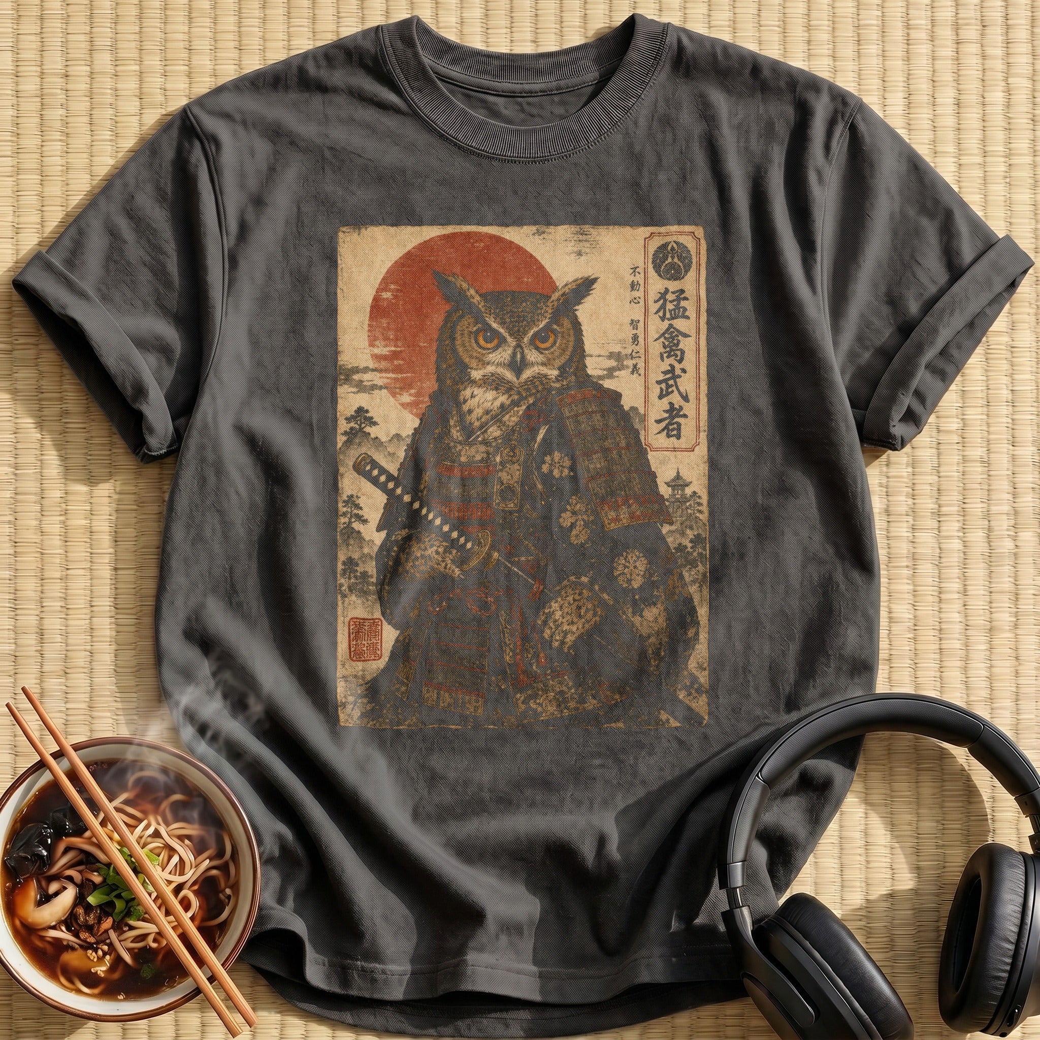 Armored Owl Warrior Japanese Woodblock