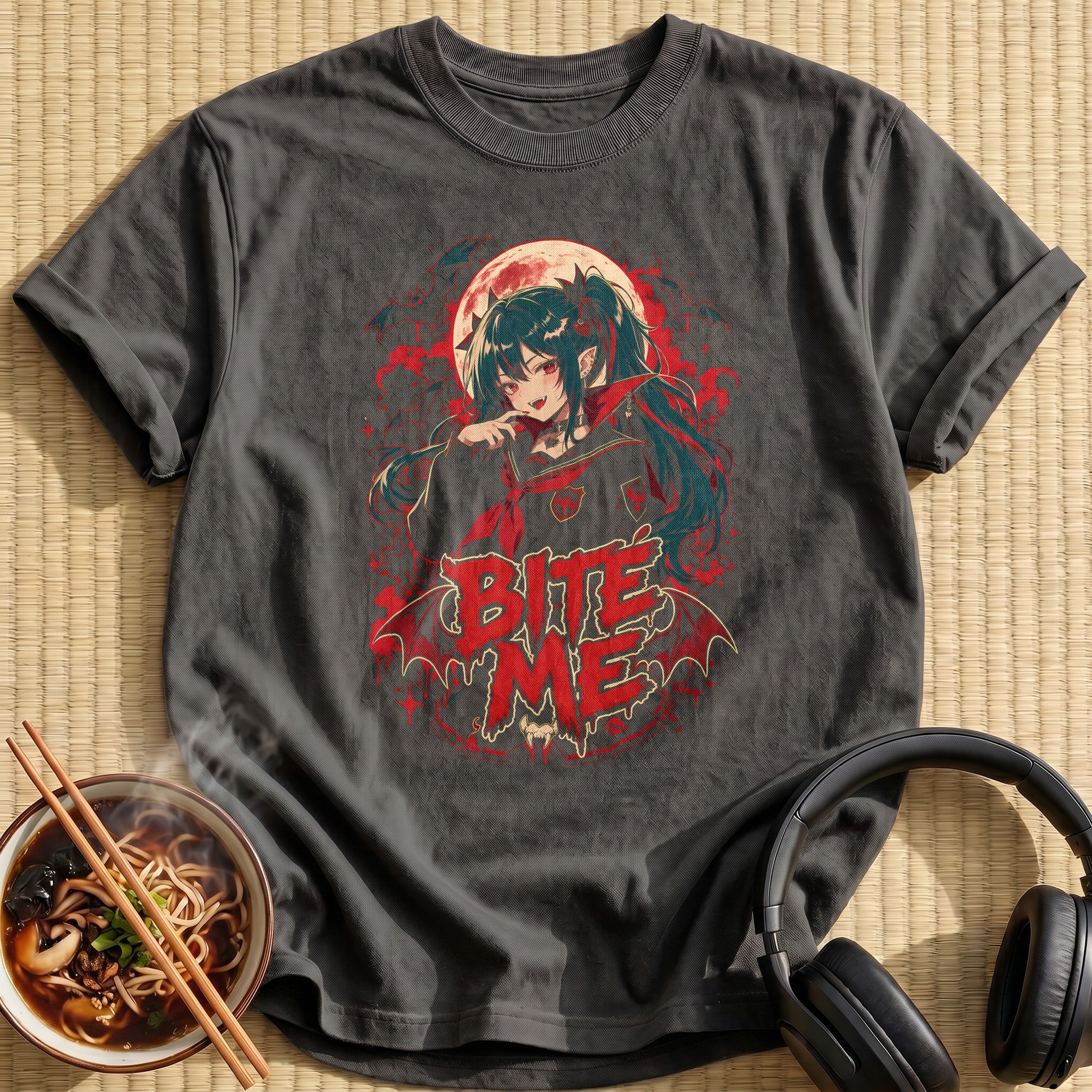 Bite Me Anime Vampire - Charcoal