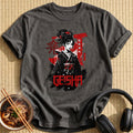 Black Red Geisha Kimono Portrait - Charcoal
