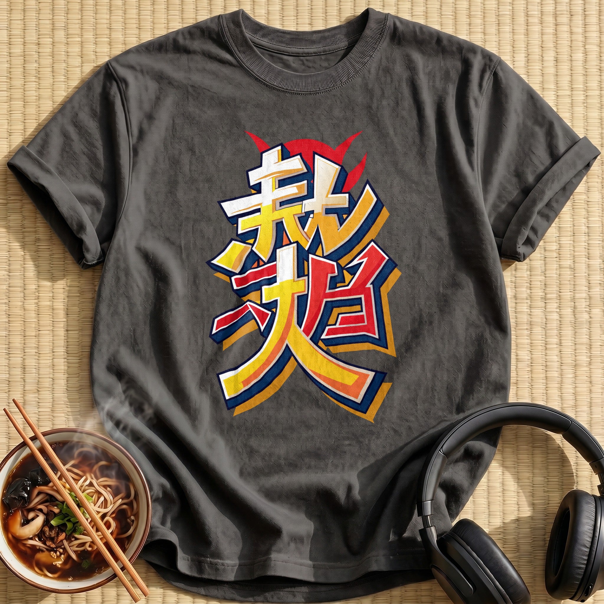 Bold Japanese Kanji Graffiti Lettering - Charcoal