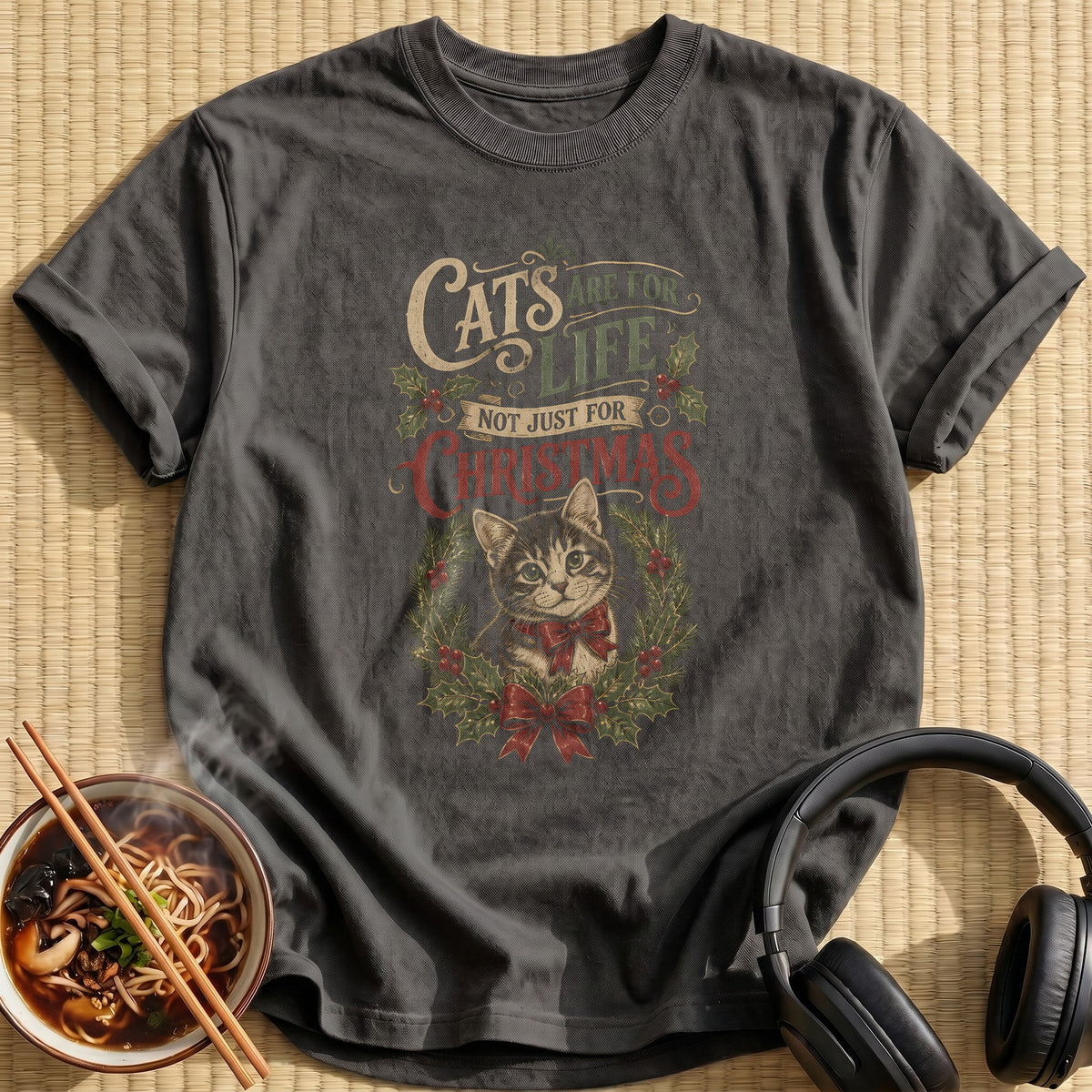Cats Are For Life Not Just For Christmas 60 - Charcoal